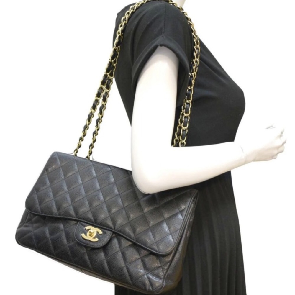 💎✨ JUMBO ✨💎 CHANEL CAVIAR FLAP GOLD HARDWARE